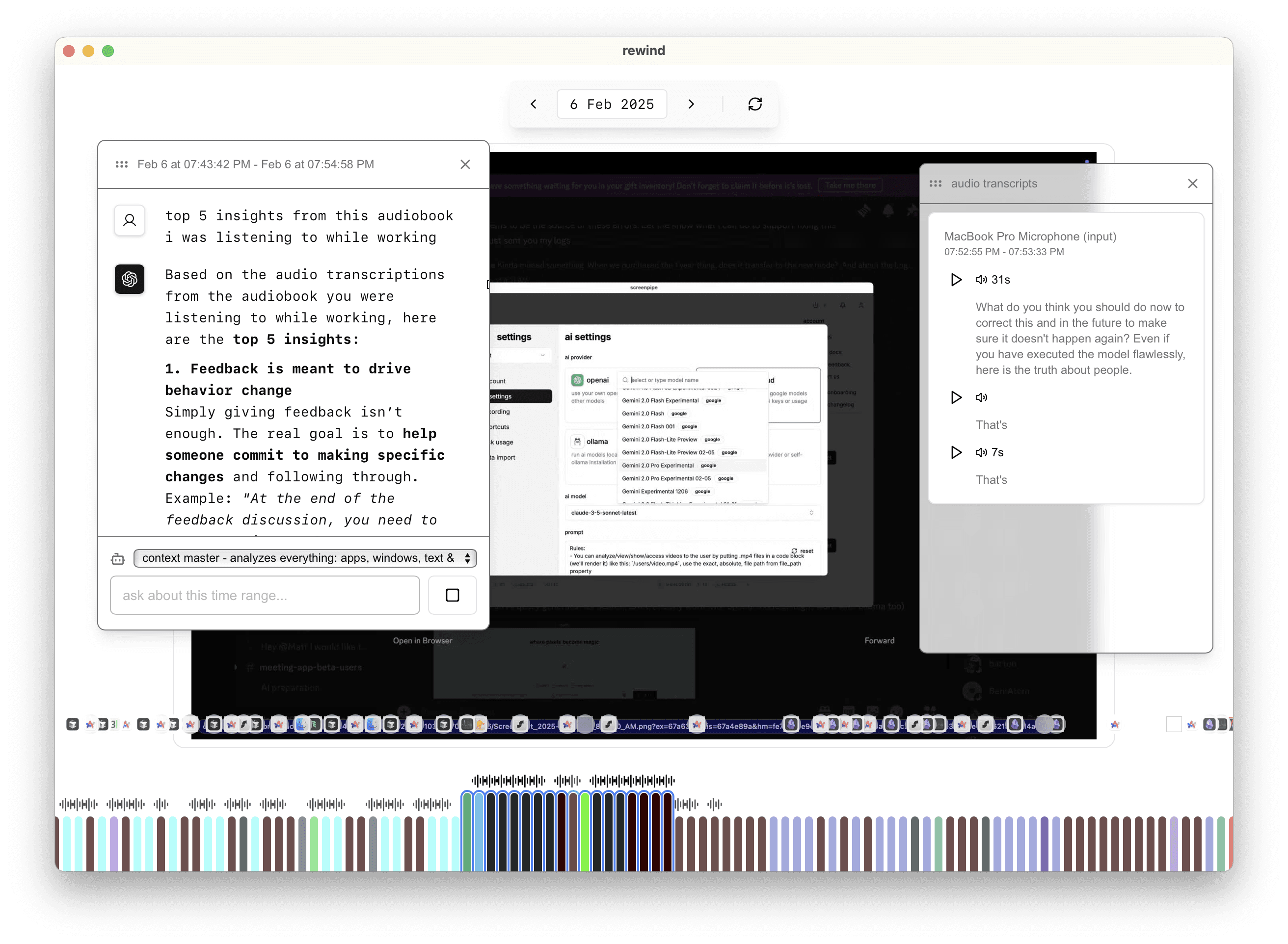 screenpipe timeline demo